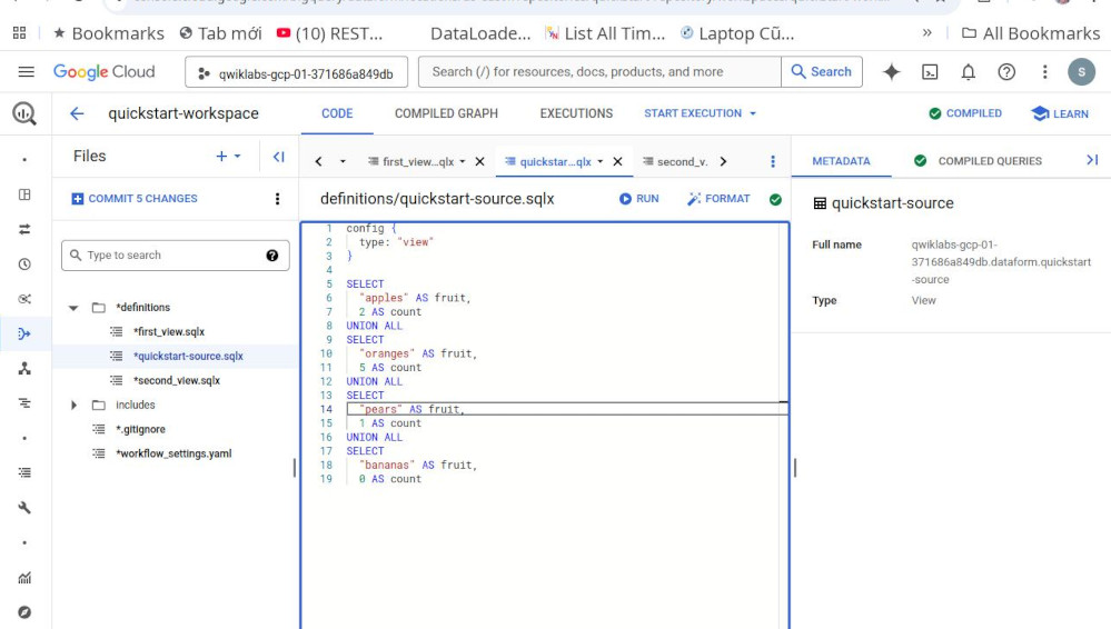 create a new file in Dataform