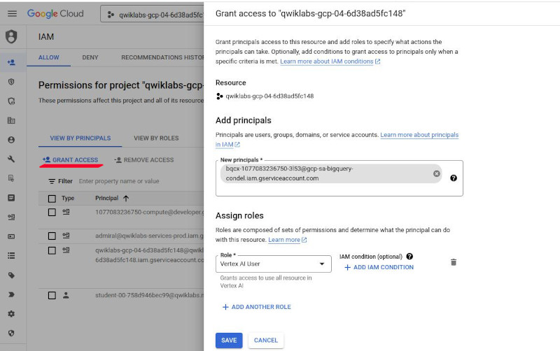 Grant access with service-account-id