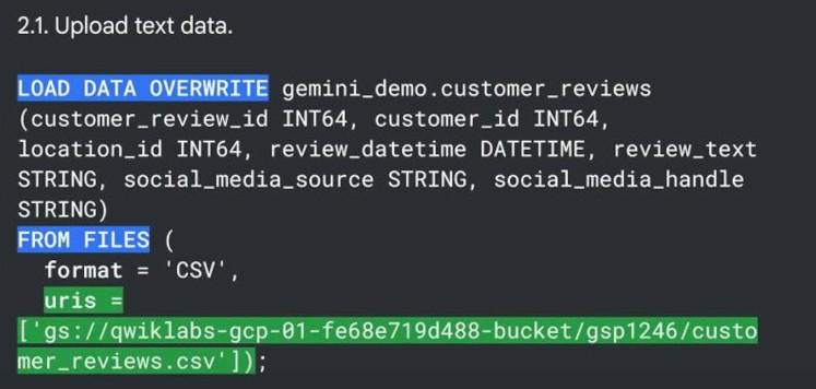 BQML step2.1 upload text