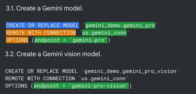 BQML step3 select Gemini models