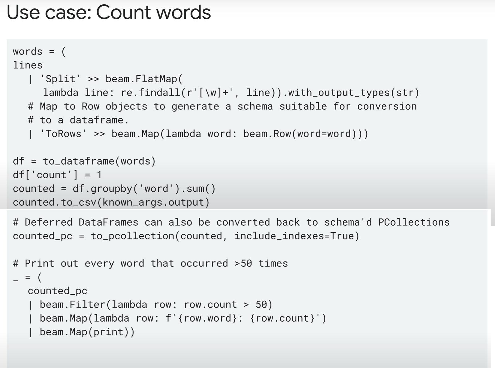 Beam-dataframess