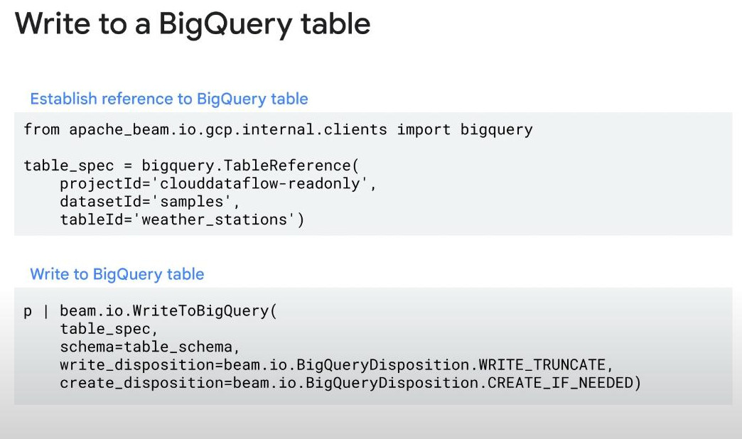 write-data-in-dataflow-pipeline